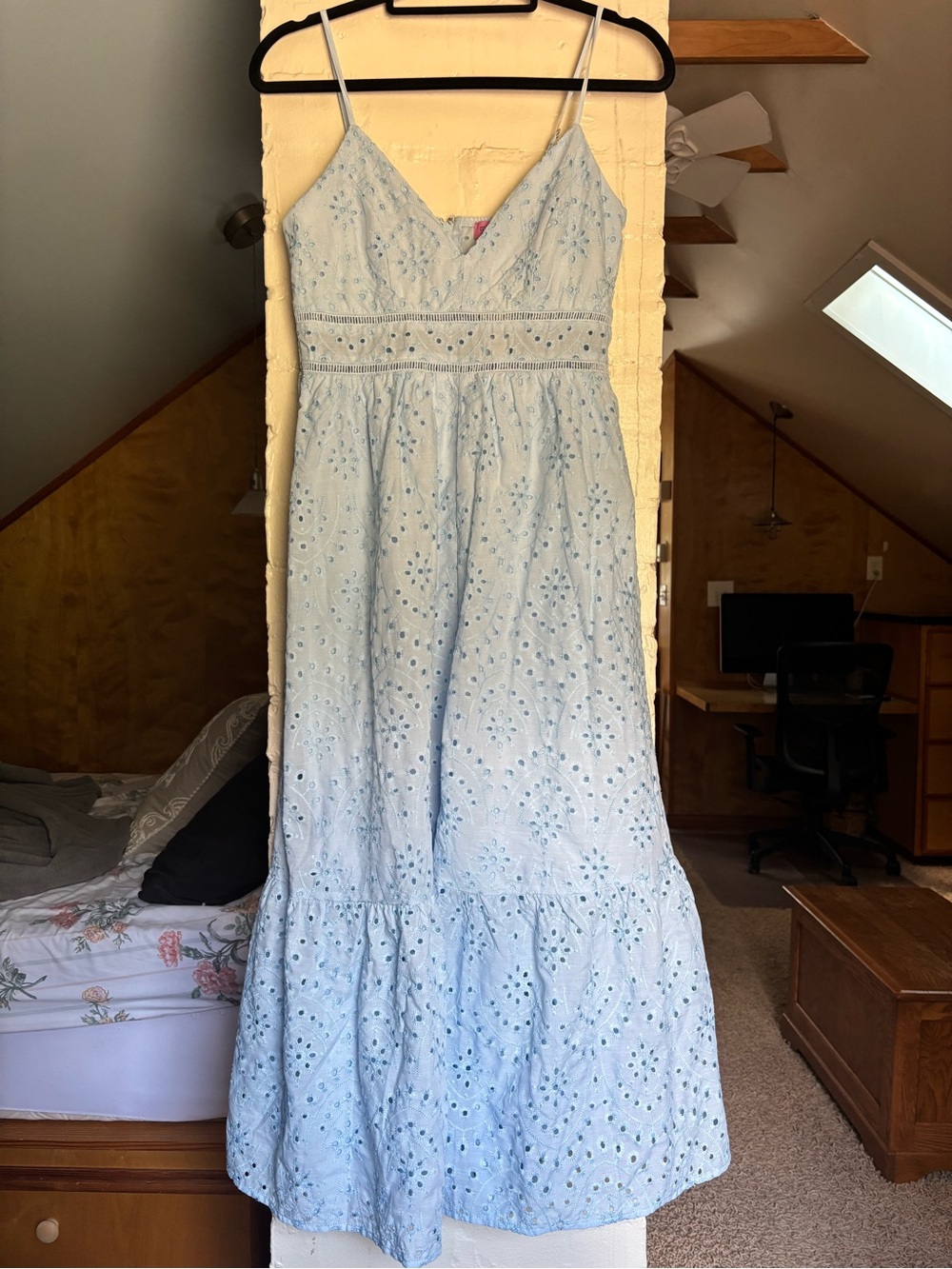 Francesca's Light Blue Eyelet Midi Dress by mi ami